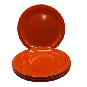 Texas Ware Melamine Orange 10" Dininer Plates 4 Melmac Vintage Dallas USA